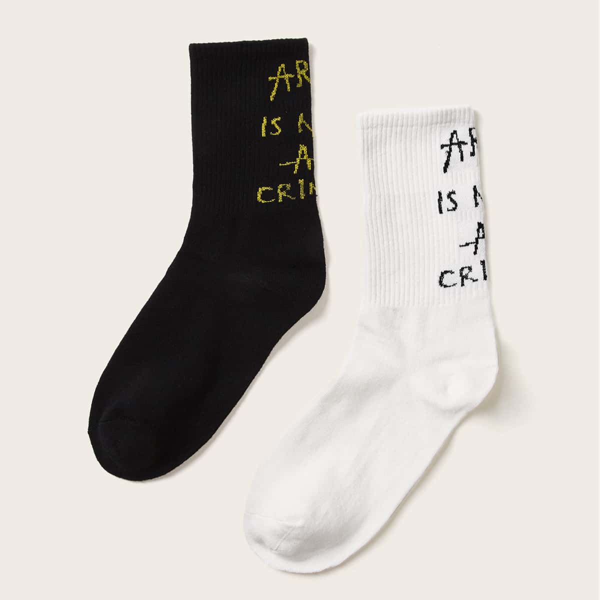 

Guys Letter Ankle Socks 2pairs, Black and white