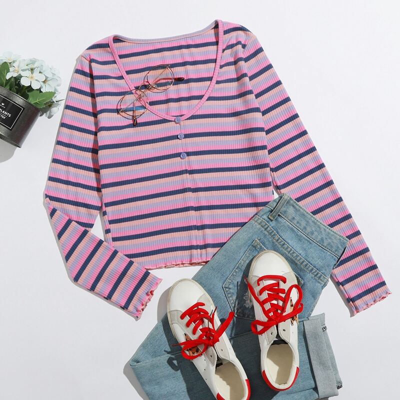 

Lettuce Trim Striped Tee, Multicolor