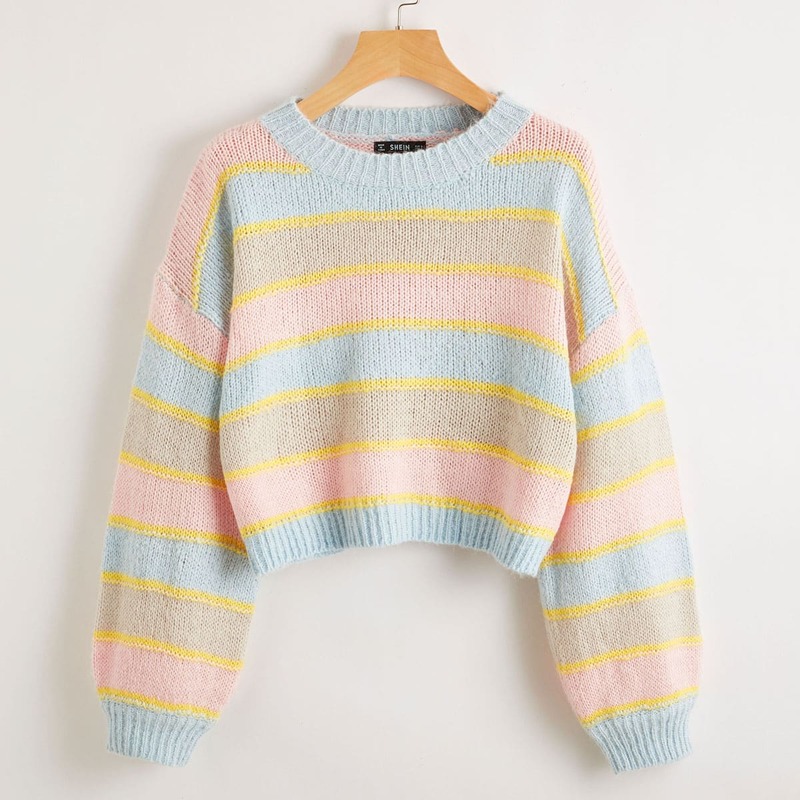

Drop Shoulder Colorblock Sweater, Multicolor