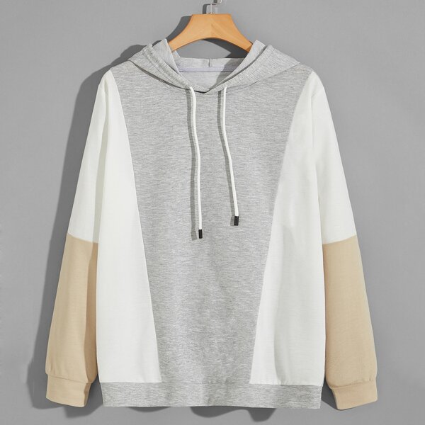 

Men Cut And Sew Panel Drawstring Hoodie, Multicolor