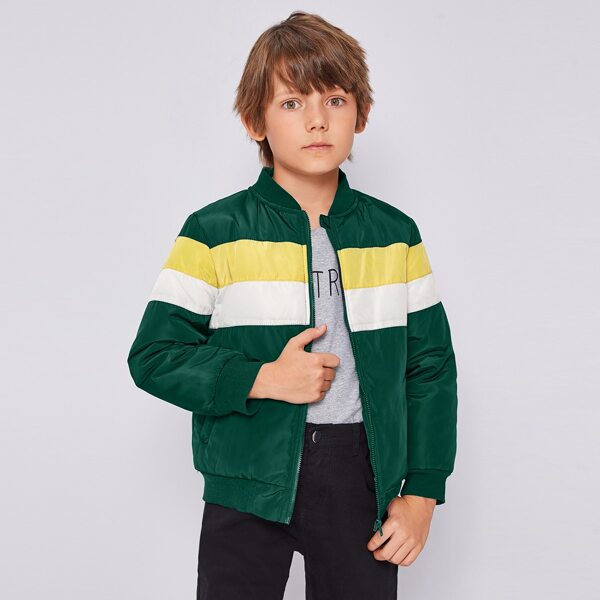 

Boys Color Block Puffer Jacket, Green