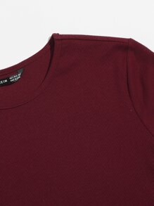 Muchica Cap Sleeve Rib-knit Crop Tee - Maroon - View 5