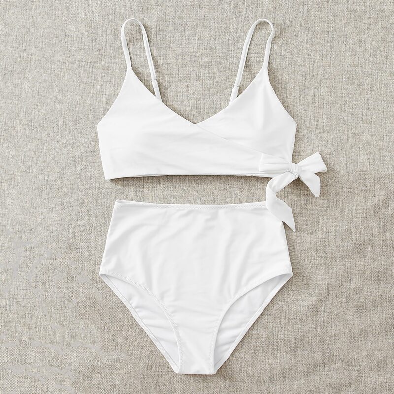 

Wrap High Waisted Bikini Swimsuit, White