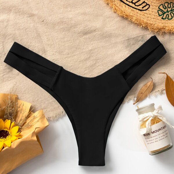 

Cut-out High Leg Bikini Panty, Black