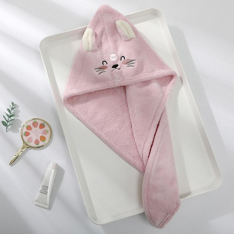

Cartoon Graphic Hair Drying Cap, Pink