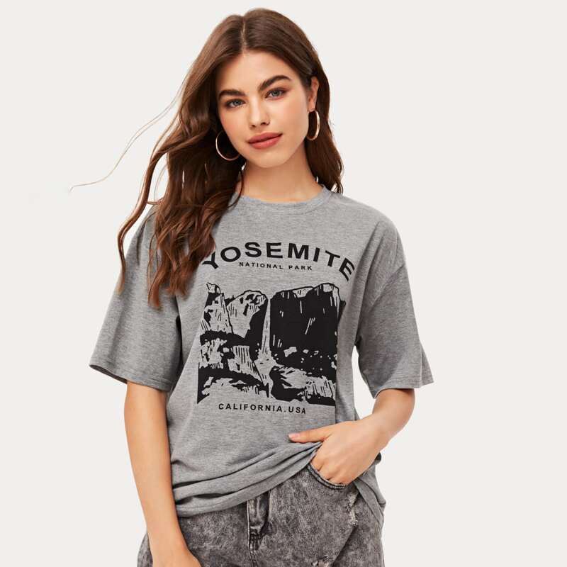 

Letter Graphic Tee, Grey