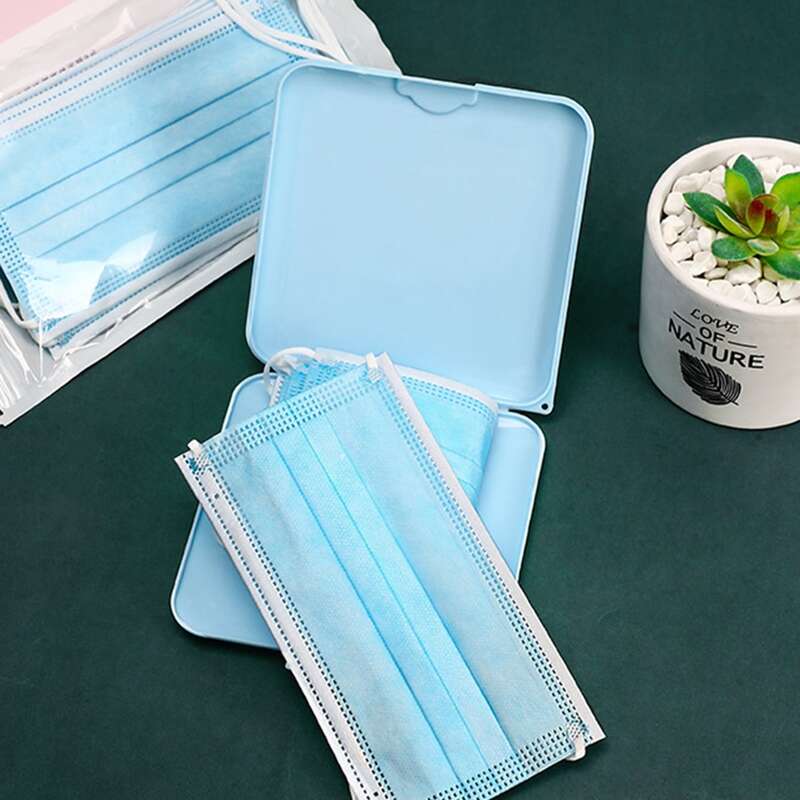 

Plain Face Cover Storage Box, Blue