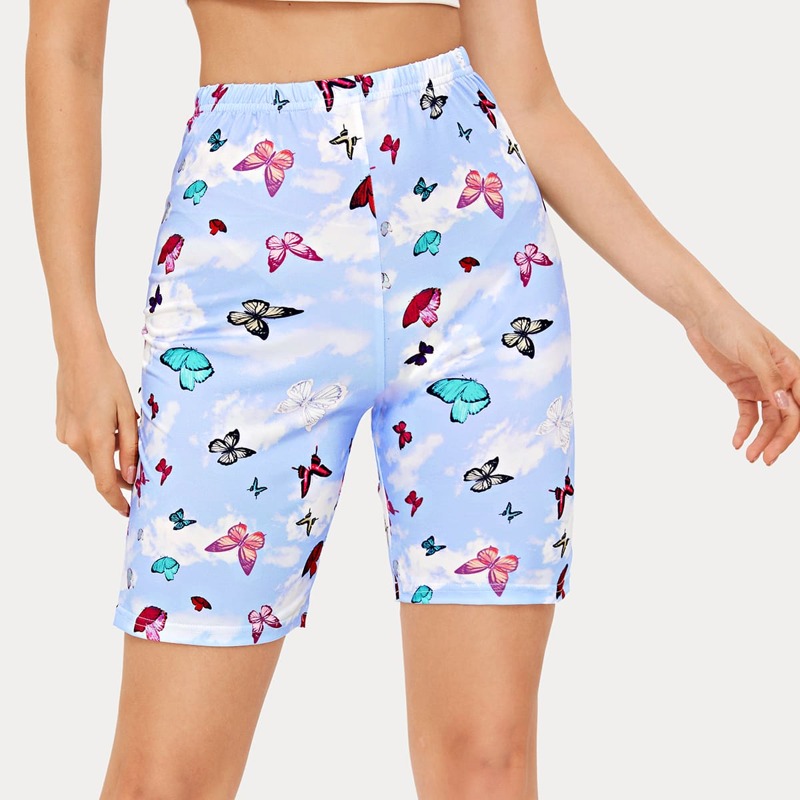 

Butterfly Print Biker Shorts, Multicolor