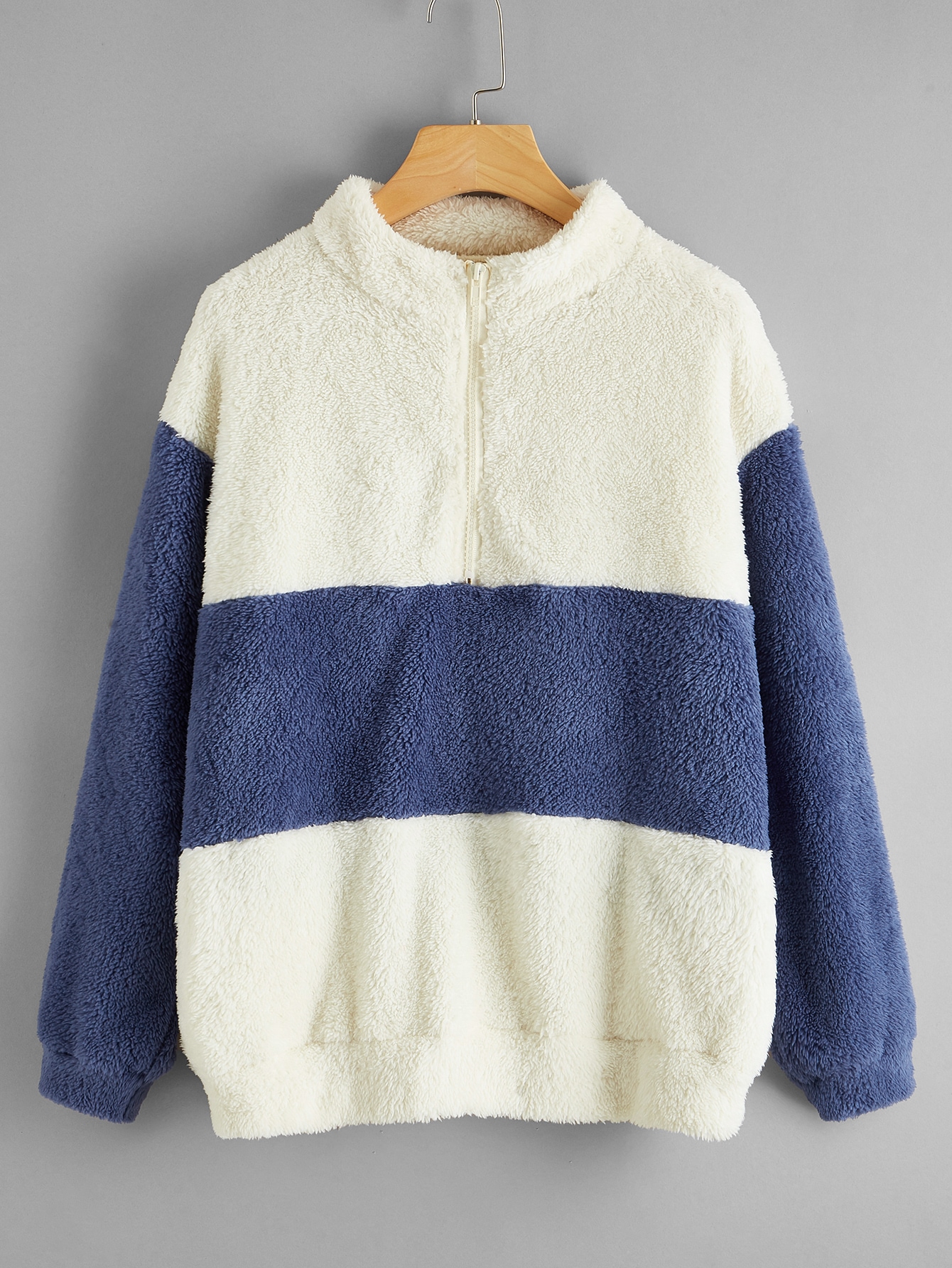 oversized teddy half zip hoodie