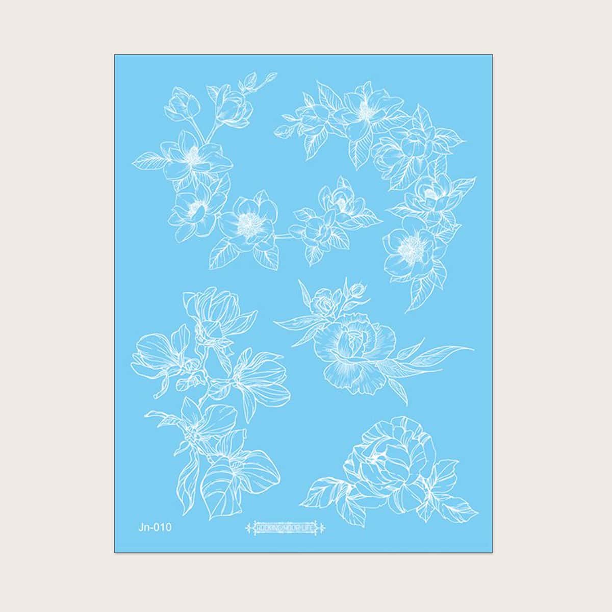 

1sheet Flower Pattern Tattoo Sticker, White