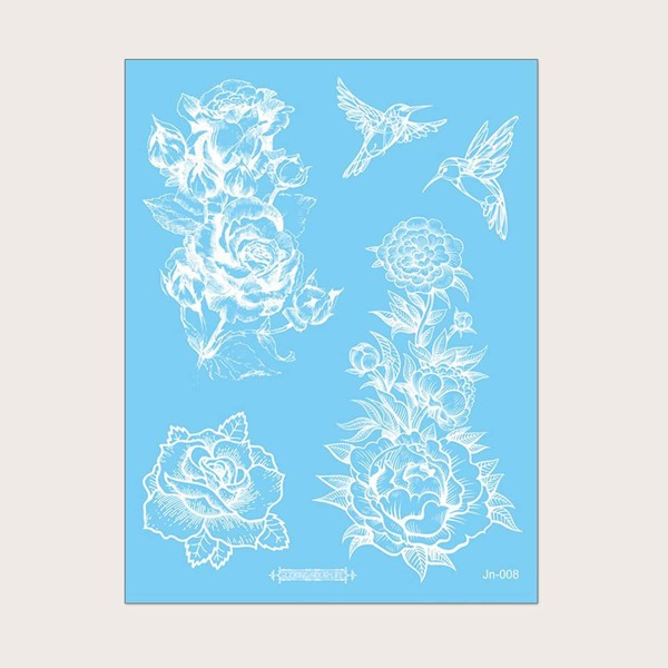

1sheet Flower Pattern Tattoo Sticker, White