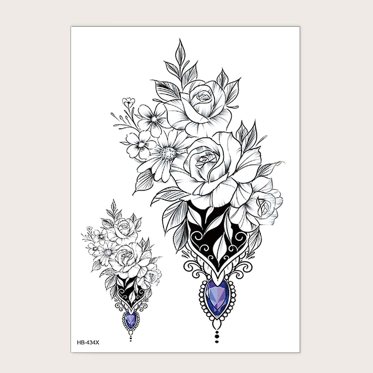 

1sheet Flower Pattern Tattoo Sticker, Multicolor