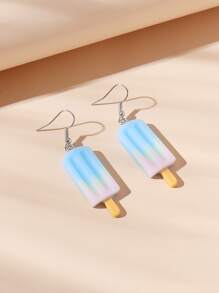 1 par de elegantes pendientes colgantes de helado de resina personalizados estilo Y2K, accesorios de joyería de moda diaria para mujer, regalo de fiesta - Multicolor - Ver 2