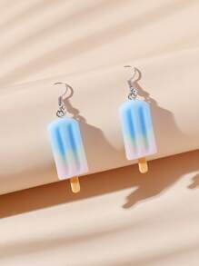 1 par de elegantes pendientes colgantes de helado de resina personalizados estilo Y2K, accesorios de joyería de moda diaria para mujer, regalo de fiesta - Multicolor - Ver 3