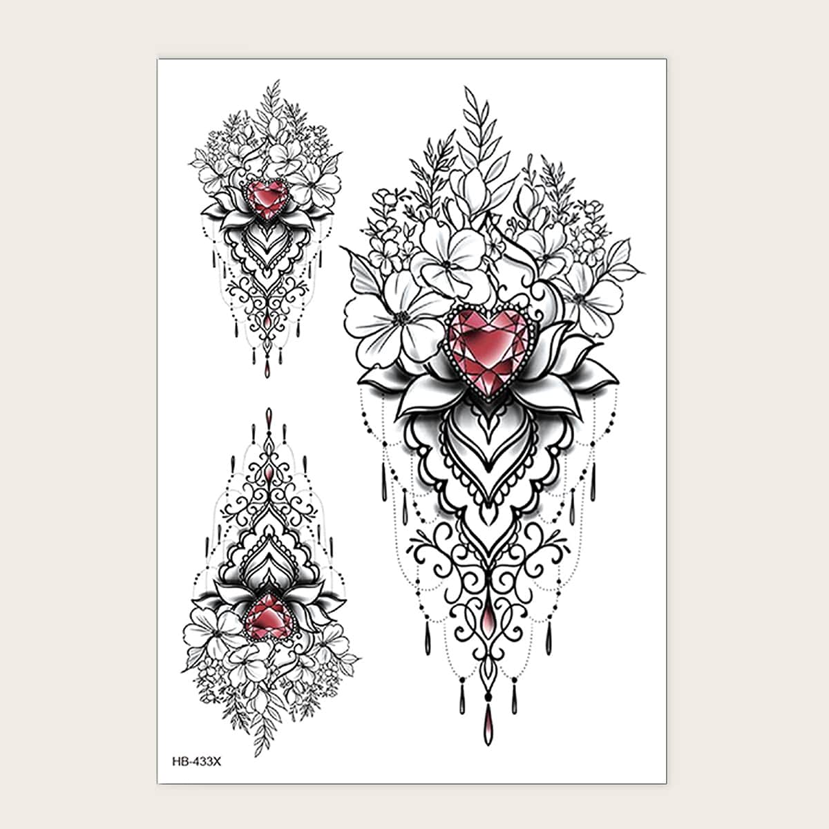

1sheet Flower Pattern Tattoo Sticker, Multicolor