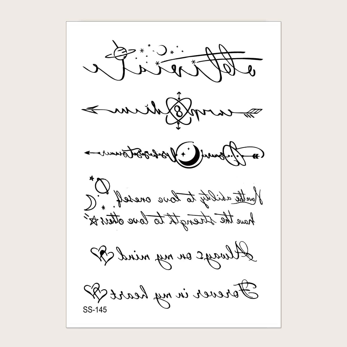 

1sheet Graphic Tattoo Sticker, Black