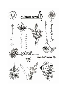 1 feuille Autocollant de tatouage à motif fleur - Noir - Voir 4
