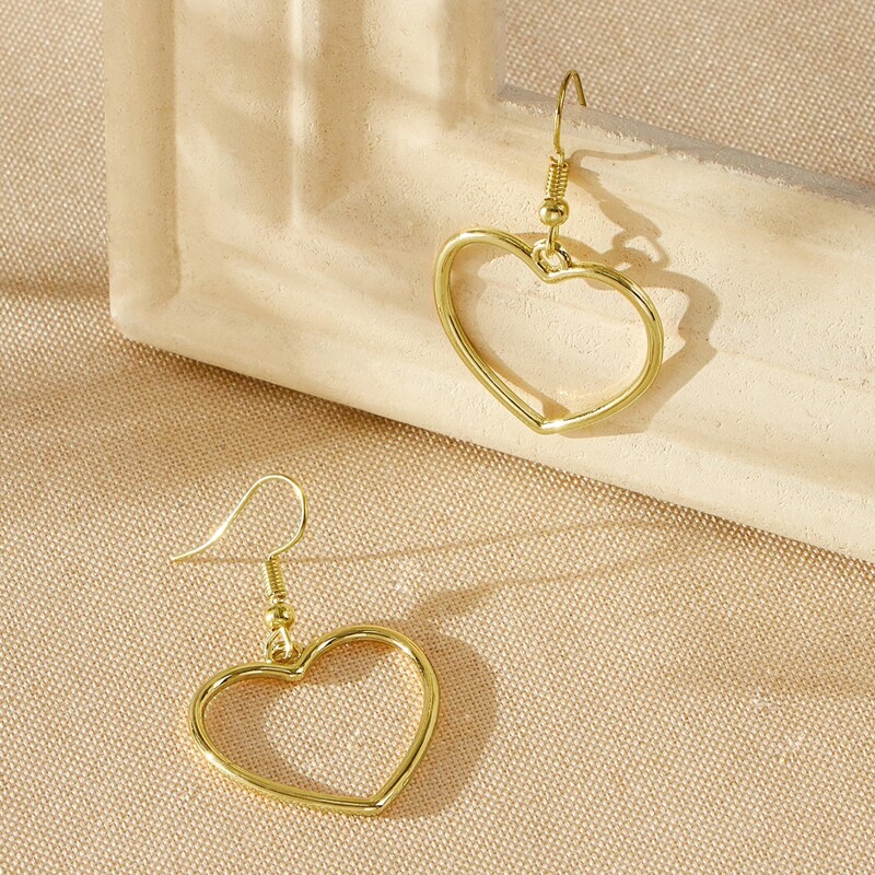 

Heart Drop Earrings, Gold