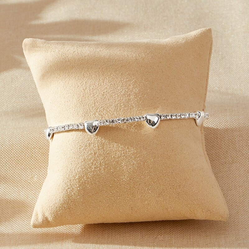 

Heart Rhinestone Bracelet, Silver