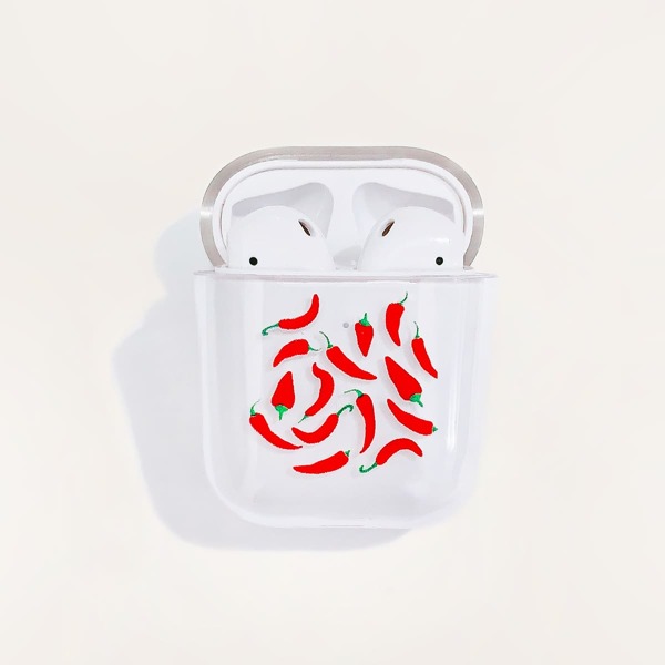 

1pc Chili Pattern AirPods Case, Red