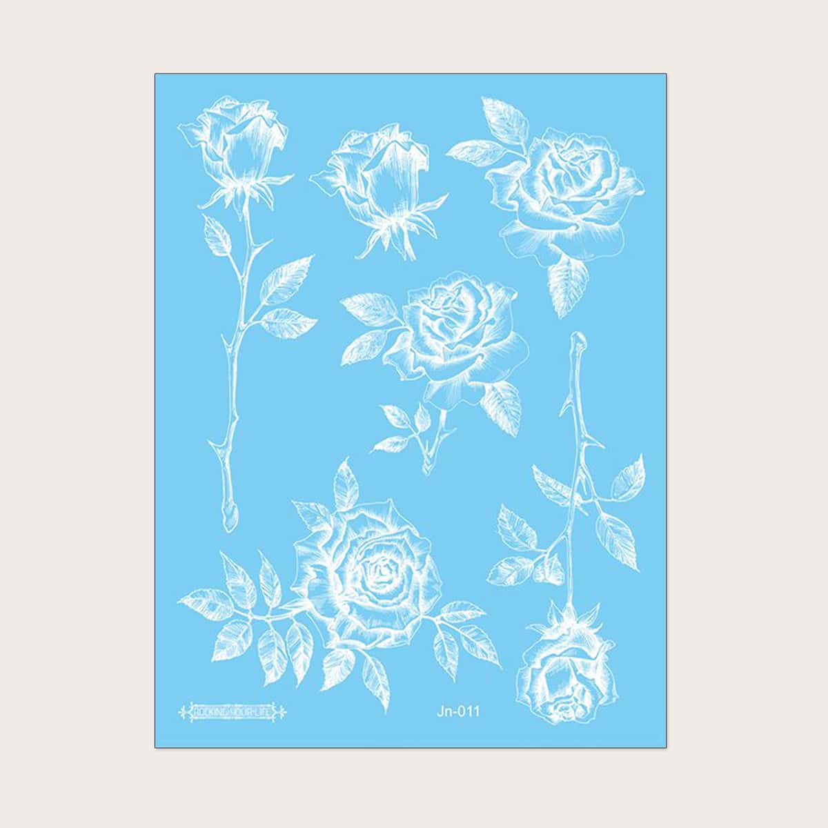 

1pc Flower Pattern Tattoo Sticker, White