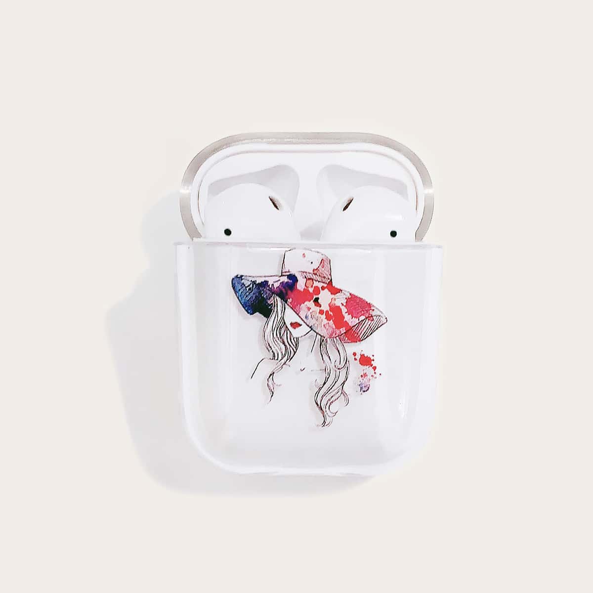 

1pc Girl Pattern AirPods Case, Red