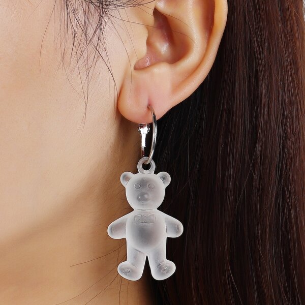 

Bear Charm Drop Earrings, Clear
