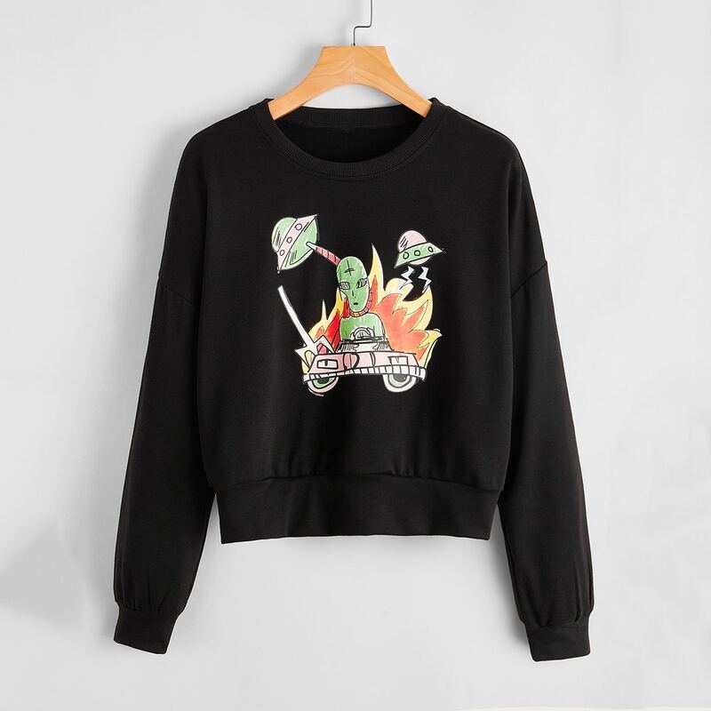 

Alien Graphic Sweatshirt, Black