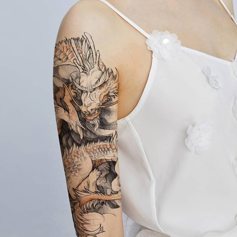 

1sheet Dragon Pattern Tattoo Sticker, Multicolor