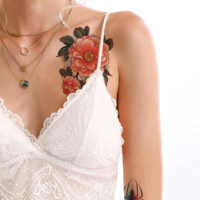 

1sheet Flower Print Tattoo Sticker, Multicolor