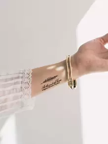 纹身贴纸，1 张口号图案女士临时纹身，成人纹身贴纸，逼真纹身口号，适合女性和女孩 - 黑色 - 查看 2