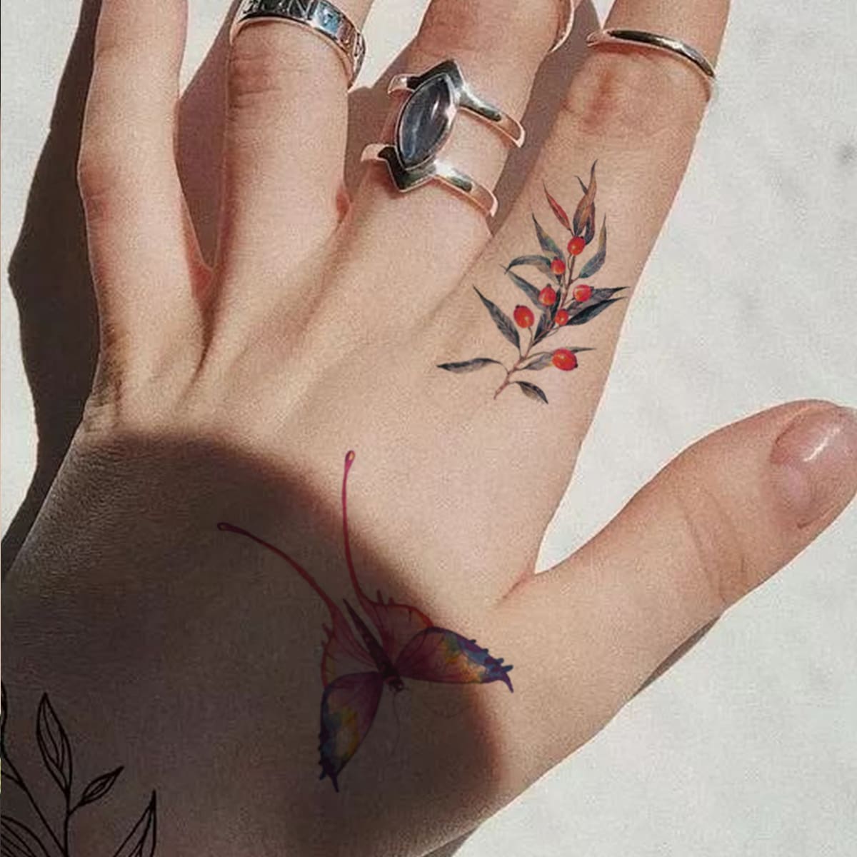 

Butterfly Pattern Tattoo Sticker, Multicolor