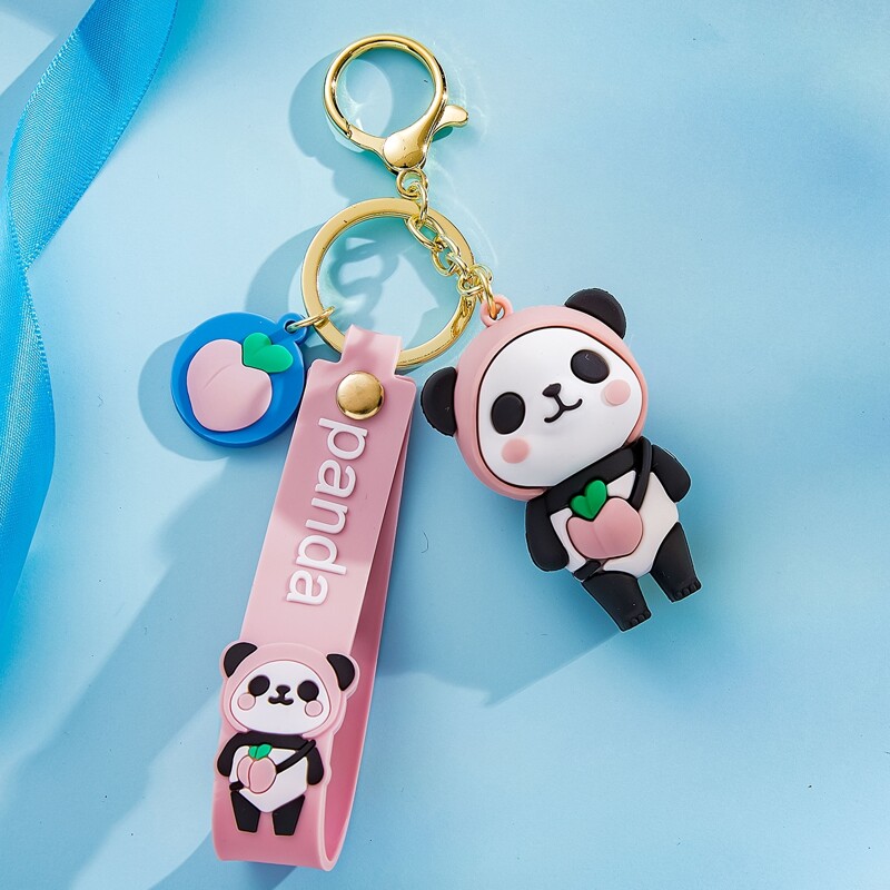 

Cartoon Panda Charm Keychain, Pink