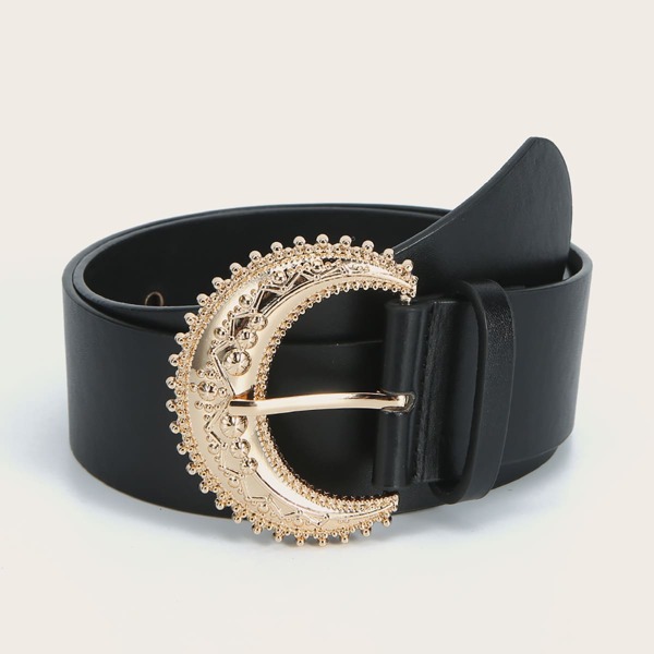 

Engraved Buckle Belt, Black
