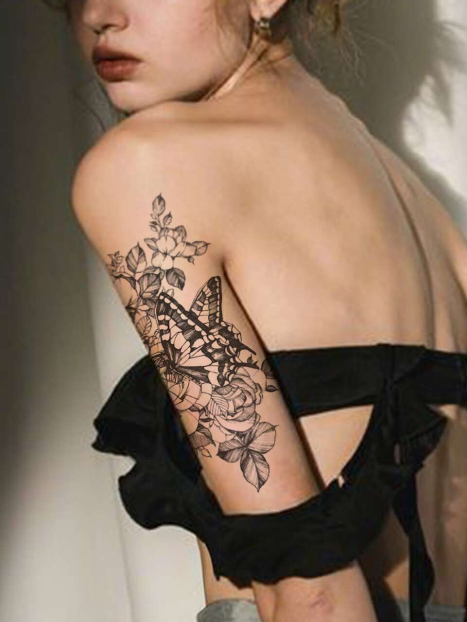 Butterfly & Floral Pattern Tattoo Sticker