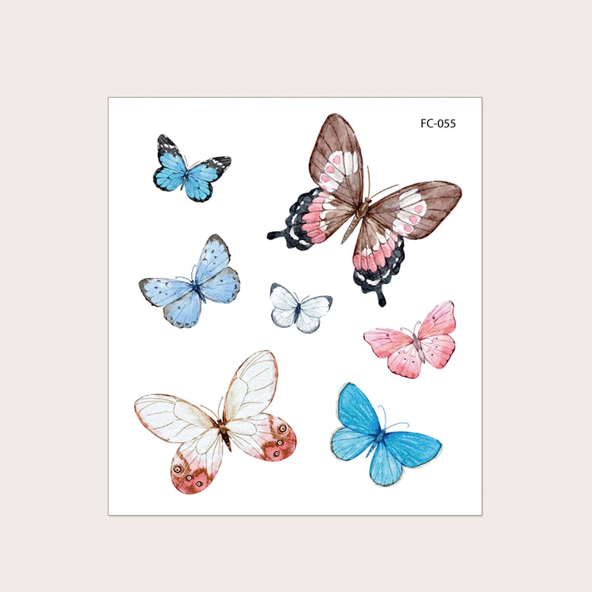 

Butterfly Pattern Tattoo Sticker, Multicolor