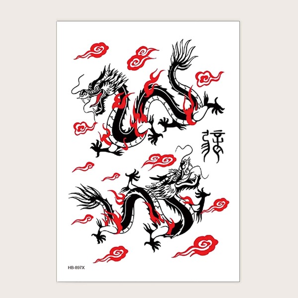 

Dragon Pattern Tattoo Sticker, Multicolor
