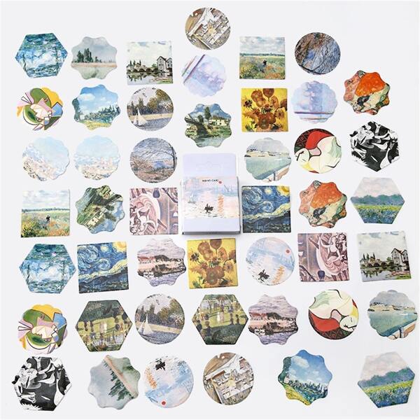 

46pcs Oil Painting Random Sticker, Multicolor