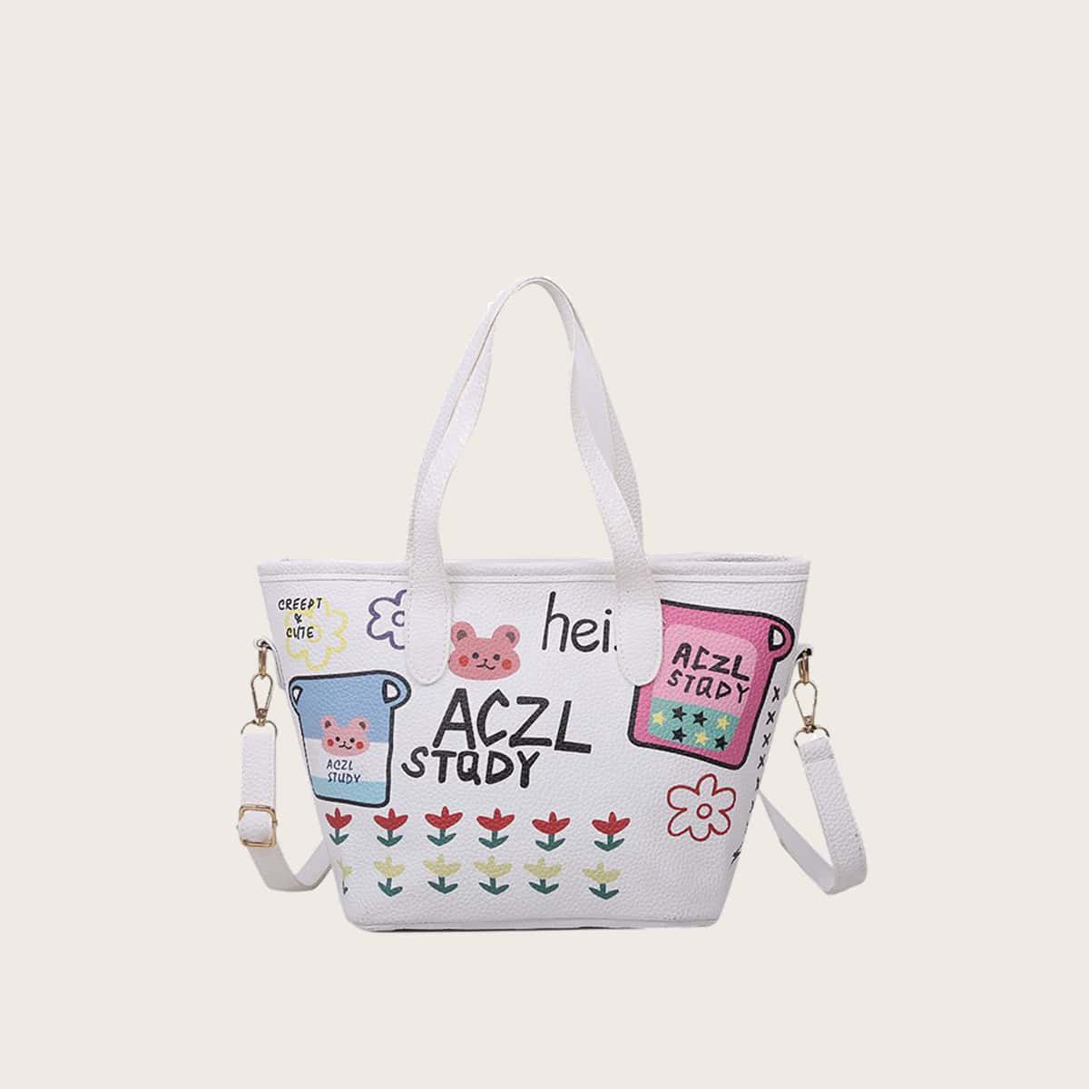 

Cartoon Satchel Bag, White