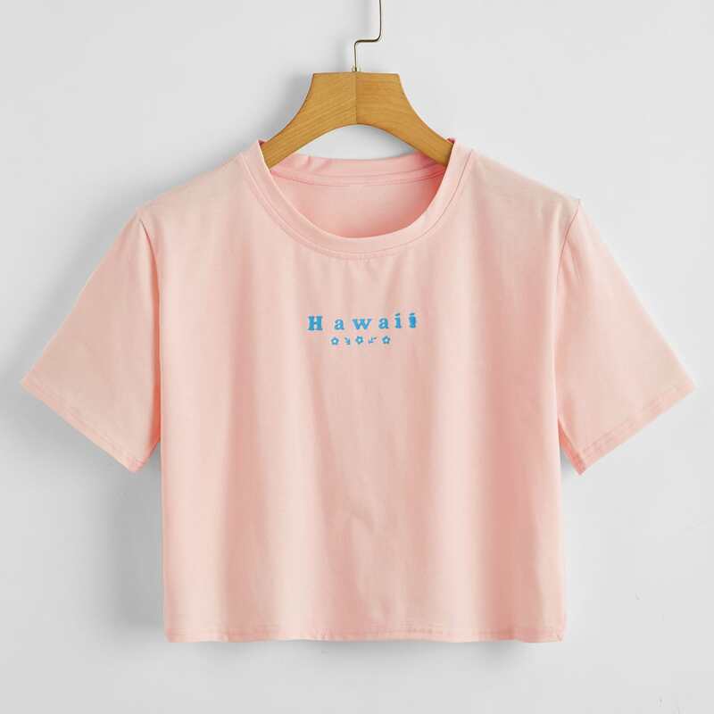 

Letter Graphic Crop Tee, Baby pink