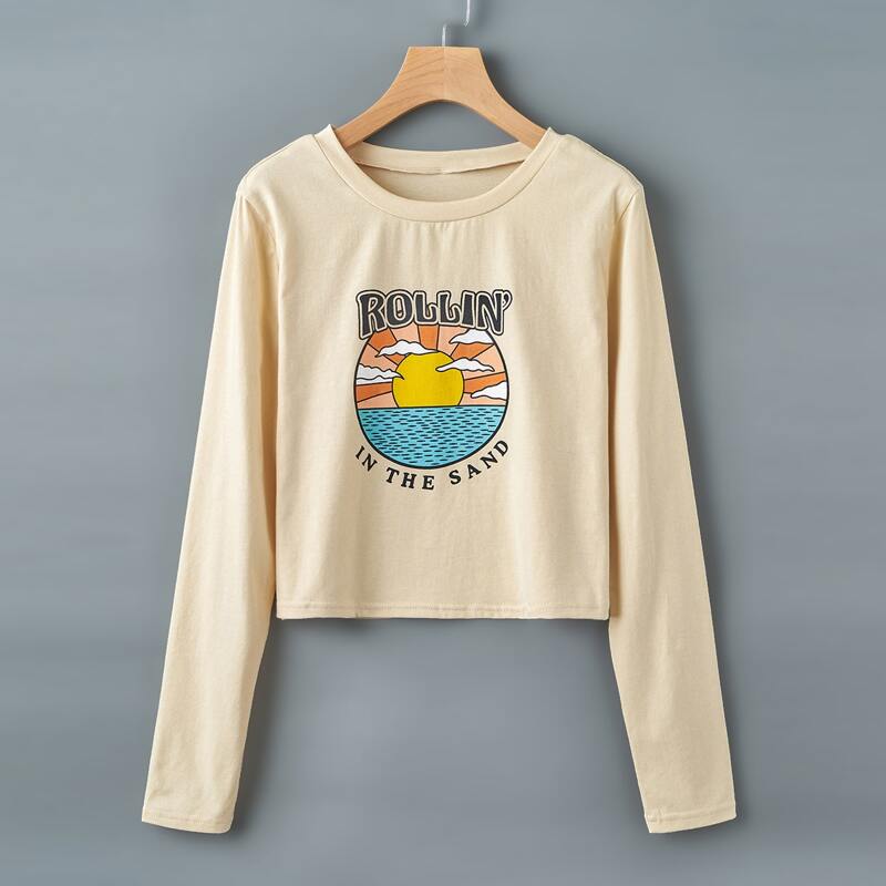 

Slogan Graphic Tee, Beige