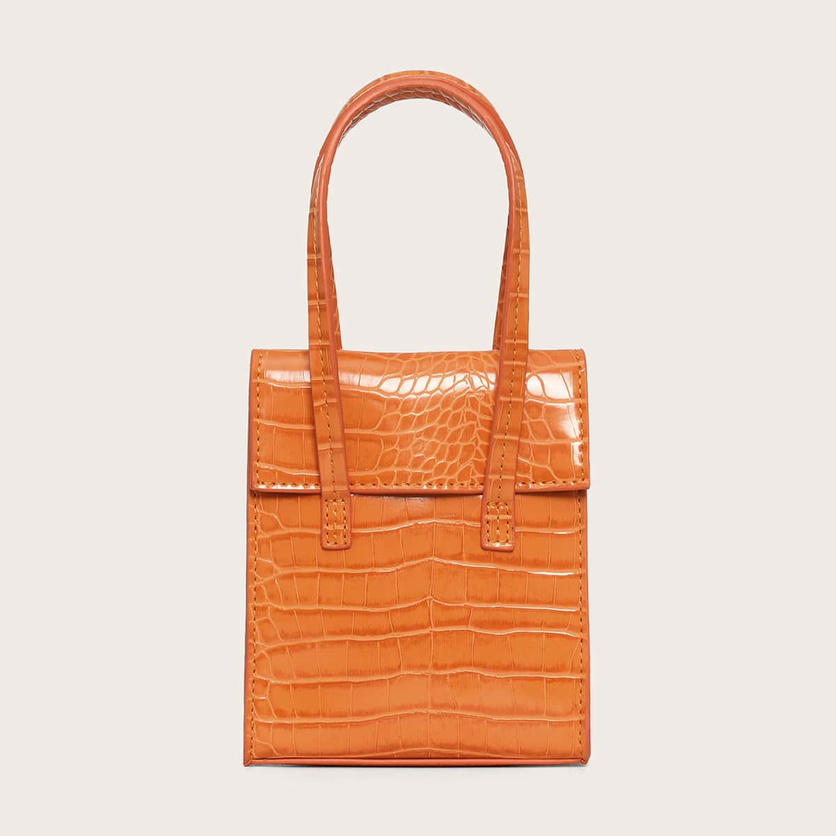 

Crocodile Satchel Bag, Orange