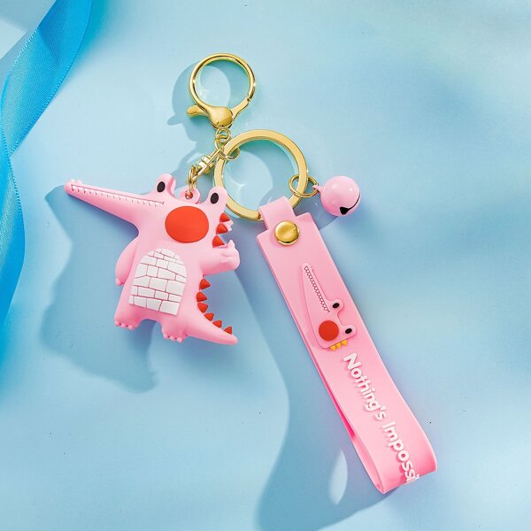 

Cartoon Croc Charm Keychain, Pink