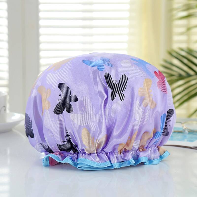 

Butterfly Print Shower Cap, Purple