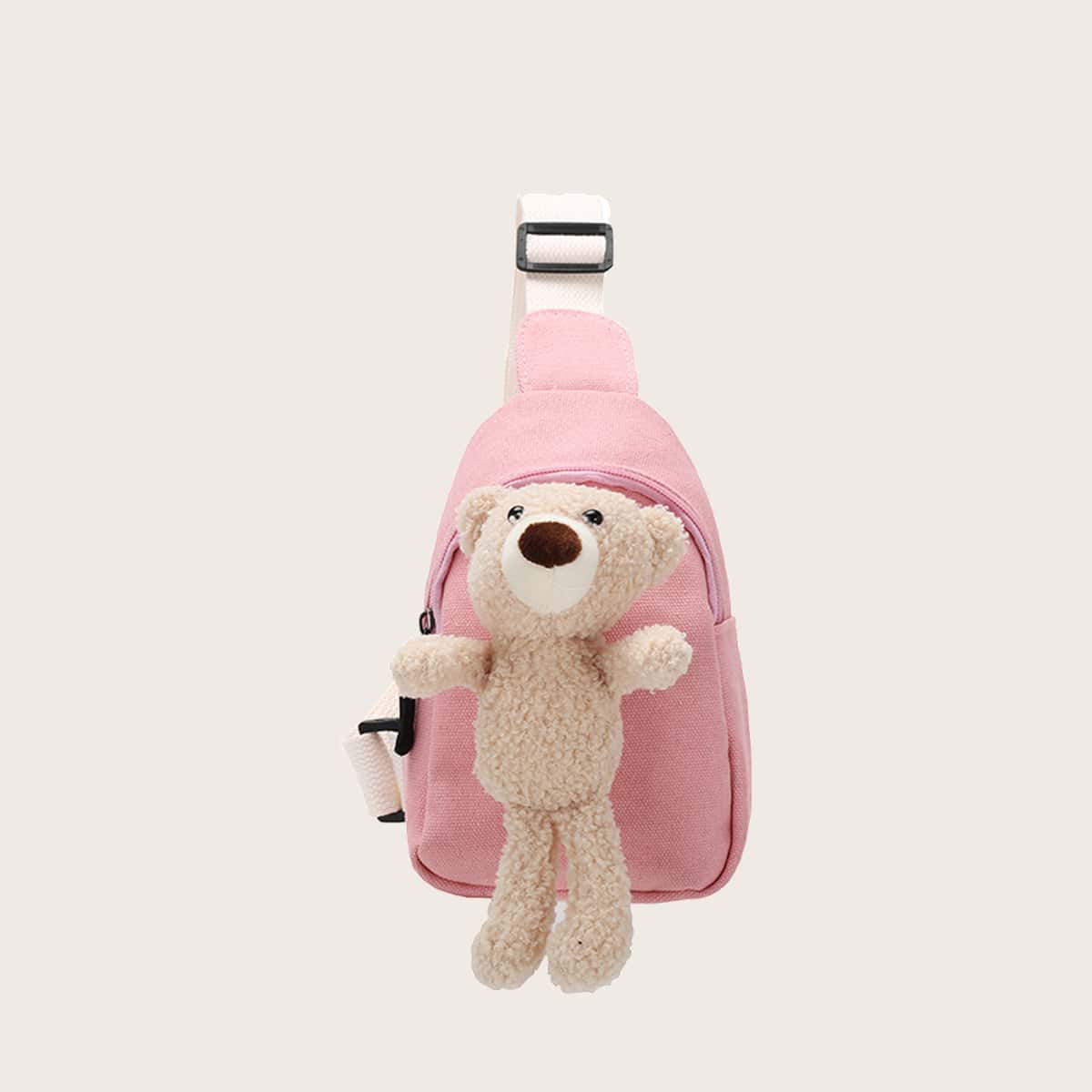 

Bear Canvas Fanny Pack, Pastel baby pink