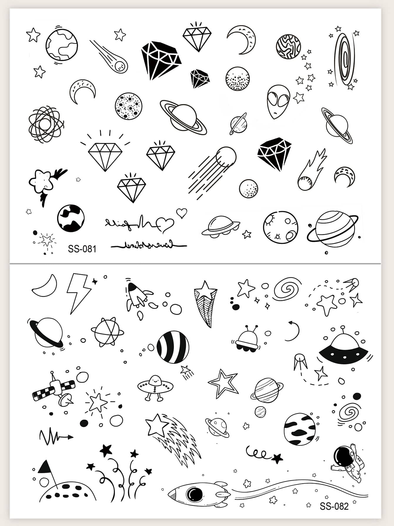 Etiqueta engomada del tatuaje, 2 hojas tatuaje temporal con patrón mixto para mujer, Pegatinas de tatuaje para adultos, planeta realista, para mujeres y niñas