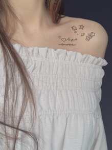 Etiqueta engomada del tatuaje, 2 hojas tatuaje temporal con patrón mixto para mujer, Pegatinas de tatuaje para adultos, planeta realista, para mujeres y niñas - Negro - Ver 3