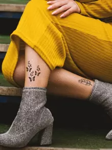 STARTTOOS Black Creative Y2K Style Small Pattern Temporary Tattoo Sticker For Finger, Ear, Shoulder, Neck, Collarbone Area,Sketch Style - Black - View 4