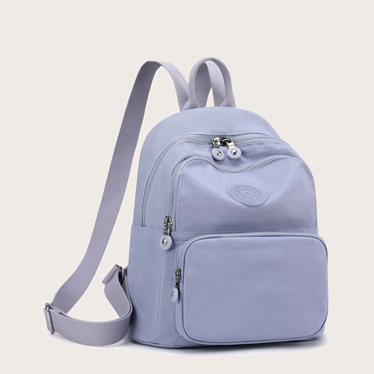 

Pocket Front Curved Top Backpack, Purple