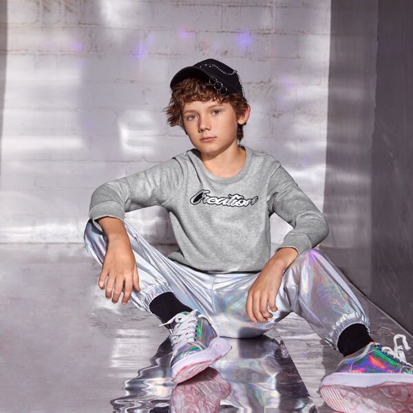 

Boys Letter Patched Pullover, Grey